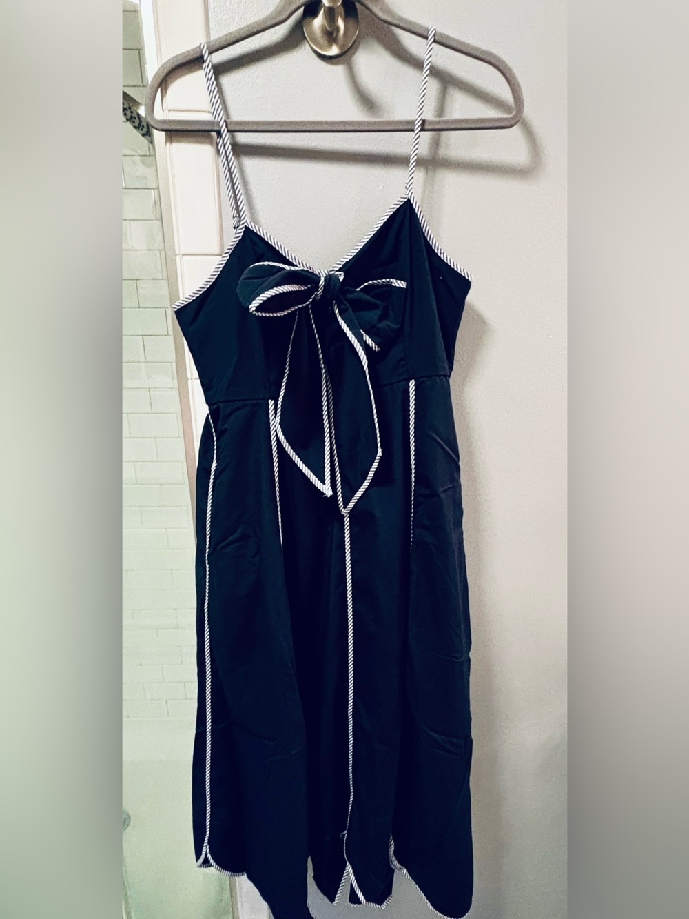 entro Navy Midi Dress with White & Blue Trim